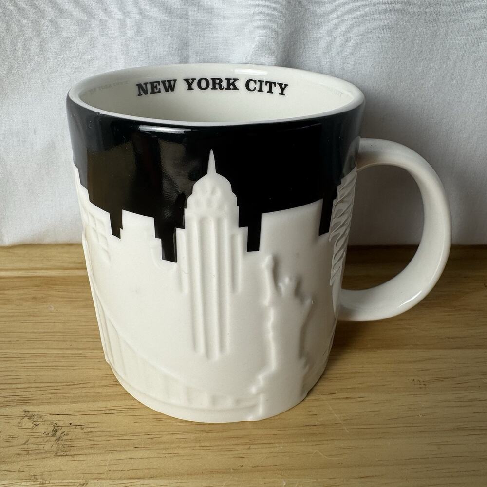 2012 Starbucks Collector Series New York City Relief Embossed Skyline Taxi Cab